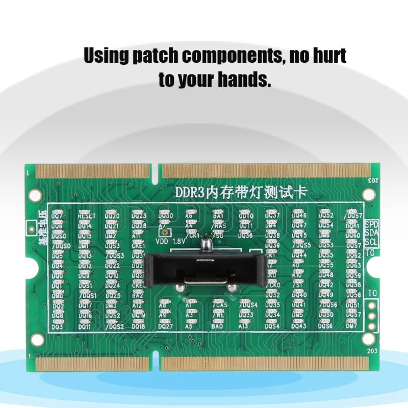 بطاقة تشخيص اختبار ما بعد التشغيل للحاسوب المحمول لأنواع الذاكرة DDR2 وDDR3 وDDR4 من نوع SO-DIMM - بطاقة اختبار مقاومة للاحتراق بالمكونات المرقعة لإصلاح أجهزة الكمبيوتر المحمولة - Image 2