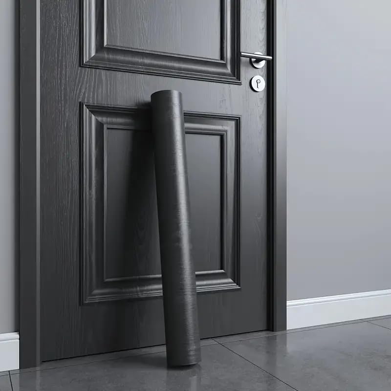 LIVECOOL Wall Paper Self-Adhesive Door Stickers for Renovating Old Doors, Waterproof,Oil Proof,PVC Vinyl DIY Decorative Wallpaper. (Wooden Black, 30 x 121 cm) - Image 5