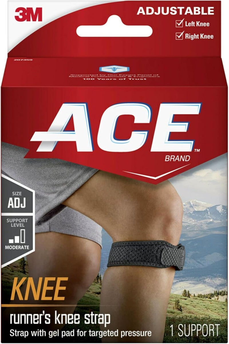 ACE Brand Adjustable Knee Strap with Gel Pad for Targeted Pressure - Black - Image 1