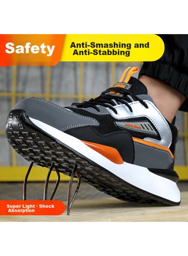 GUYISA أحذية أمان للرجال، كعب فولاذي قابل للتنفس، مضادة للسحق، مضادة للثقب، خفيفة الوزن، مقاومة للاهتراء، أحذية عملية لمواقع البناء 0283 مقاس 40 - Image 5