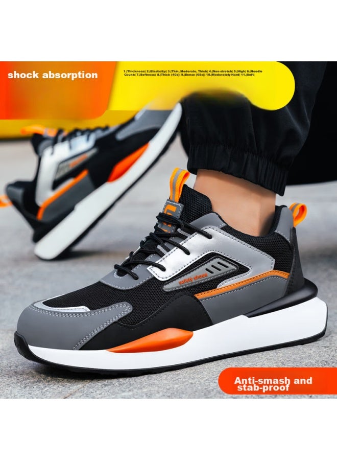 GUYISA أحذية أمان للرجال، كعب فولاذي قابل للتنفس، مضادة للسحق، مضادة للثقب، خفيفة الوزن، مقاومة للاهتراء، أحذية عملية لمواقع البناء 0283 مقاس 40 - Image 4