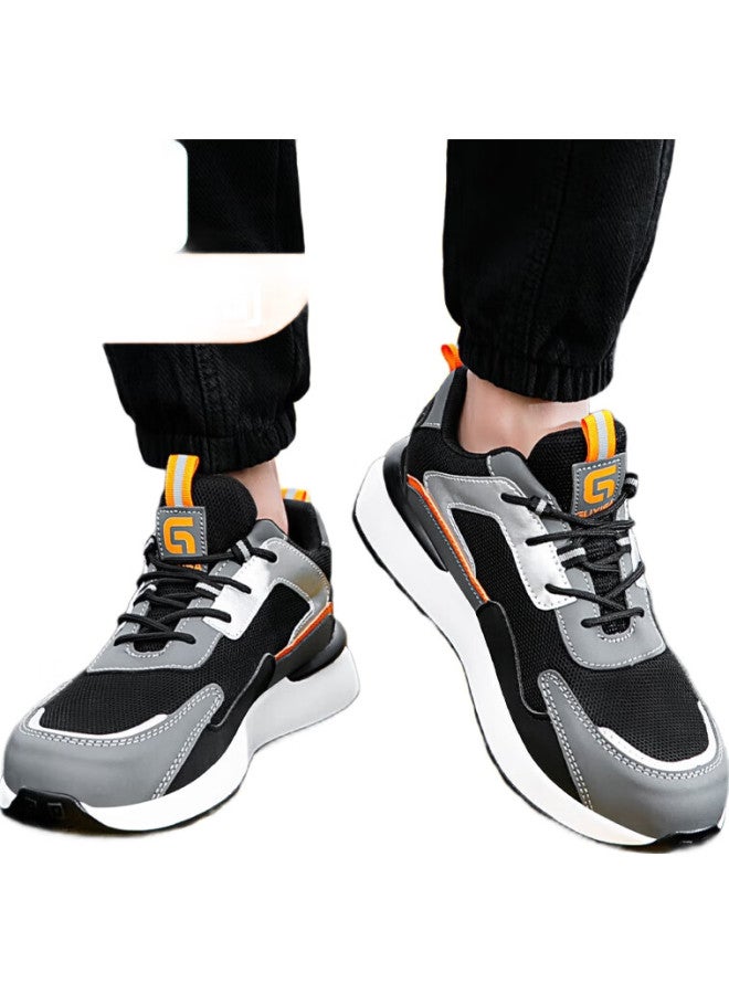 GUYISA أحذية أمان للرجال، كعب فولاذي قابل للتنفس، مضادة للسحق، مضادة للثقب، خفيفة الوزن، مقاومة للاهتراء، أحذية عملية لمواقع البناء 0283 مقاس 40 - Image 3