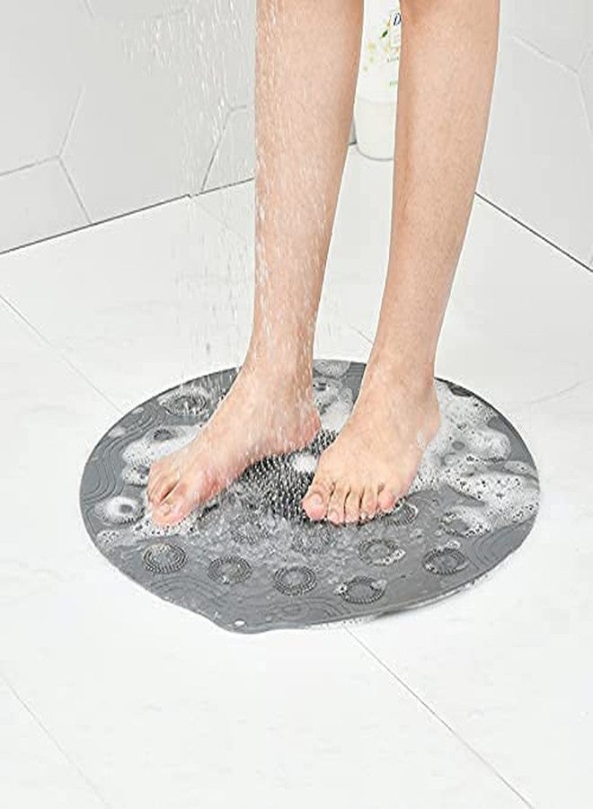 Kixre Bath Massage Pad, Non-Slip Massage Silicone Pad Round PVC Bathroom Mat Shower Bath Mat Foot Brush, with Suction Cups and Drain Holes for Kids, Adults, Elderly, Bathroom - Image 2