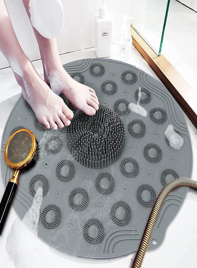 Kixre Bath Massage Pad, Non-Slip Massage Silicone Pad Round PVC Bathroom Mat Shower Bath Mat Foot Brush, with Suction Cups and Drain Holes for Kids, Adults, Elderly, Bathroom - Image 1