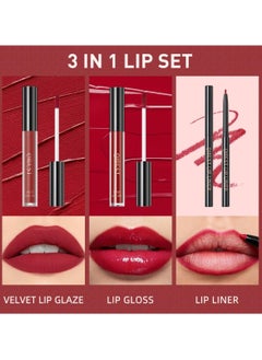 QiBest Lipstick Set Matte Velvet Liquid Lipstick Moisturizing Lip Gloss Creamy Lip Liner Coral 02  - Image 2