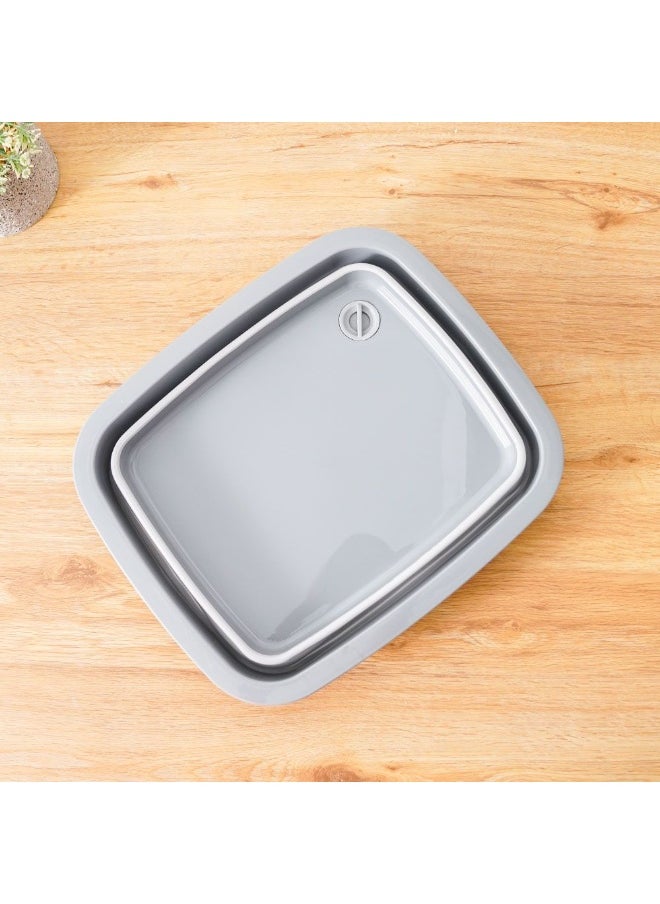 DANUBE HOME Danube Home Qlux Collapsible Tub With Stopper 37X31.5X5.4Cm | Thermoplastic Elastomer Tub | Dish Drainer For Kitchen Sink Home Dining - Grey  - Image 2
