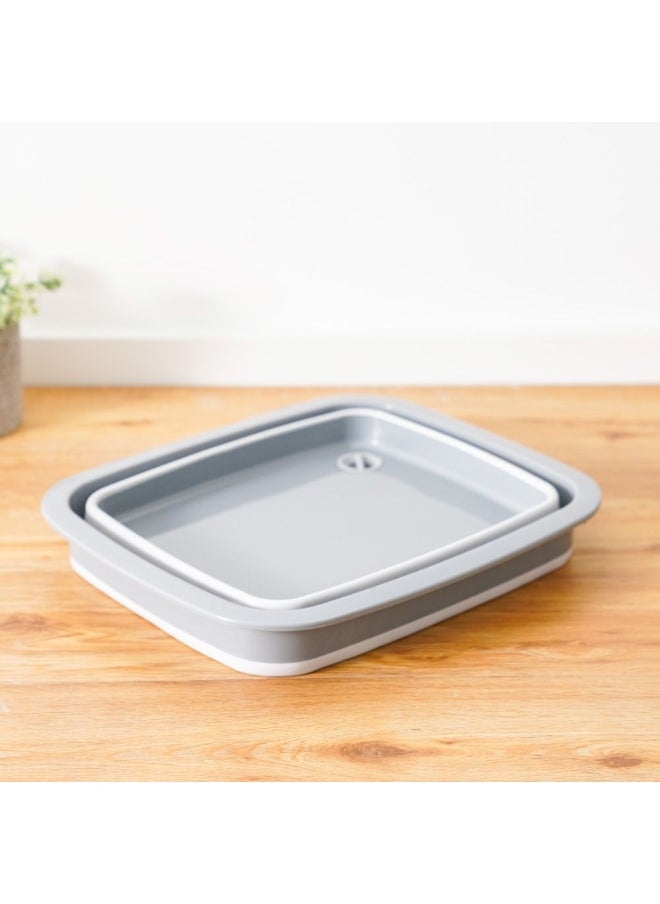 DANUBE HOME Danube Home Qlux Collapsible Tub With Stopper 37X31.5X5.4Cm | Thermoplastic Elastomer Tub | Dish Drainer For Kitchen Sink Home Dining - Grey  - Image 1