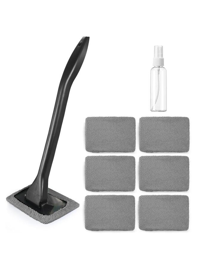 Car Windshield Cleaning Tool, Upgraded Windshield Cleaner with 6 Washable and Reusable Microfiber Pads and 1 ps spray bottle and Extendable Handle for Auto Glass Wiper, Green - Image 5