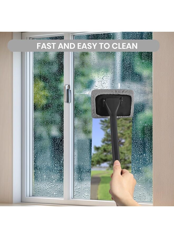 Car Windshield Cleaning Tool, Upgraded Windshield Cleaner with 6 Washable and Reusable Microfiber Pads and 1 ps spray bottle and Extendable Handle for Auto Glass Wiper, Green - Image 2