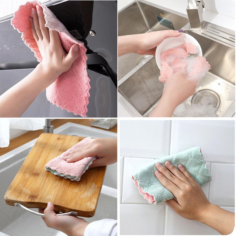 MISSJOJIAY 12 Pack Cleaning Cloth Kitchen Cloth, Dish Towels Super Absorbent Coral Velvet Dishtowels, Microfiber Premium Soft Tea Towels, Quick Dry Rags, Multipurpose Reusable Washcloths, Non-Stick Oil Cloths. - Image 1