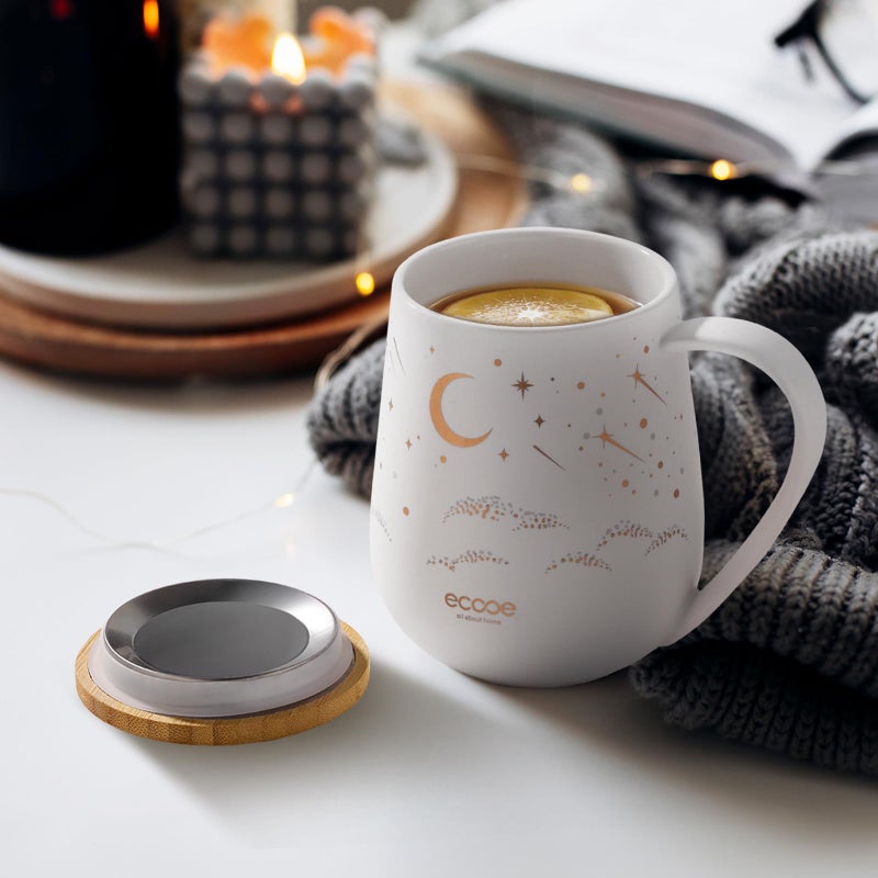 ecooe Large Tea Infuser Mug 20.3oz Ceramic Tea Cup with Removable Stainless Steel Infuser and Lid, 600ml Tea Mug for Loose Leaf Tea, New Home Gifts for Parents Friends Office (White) - Image 5