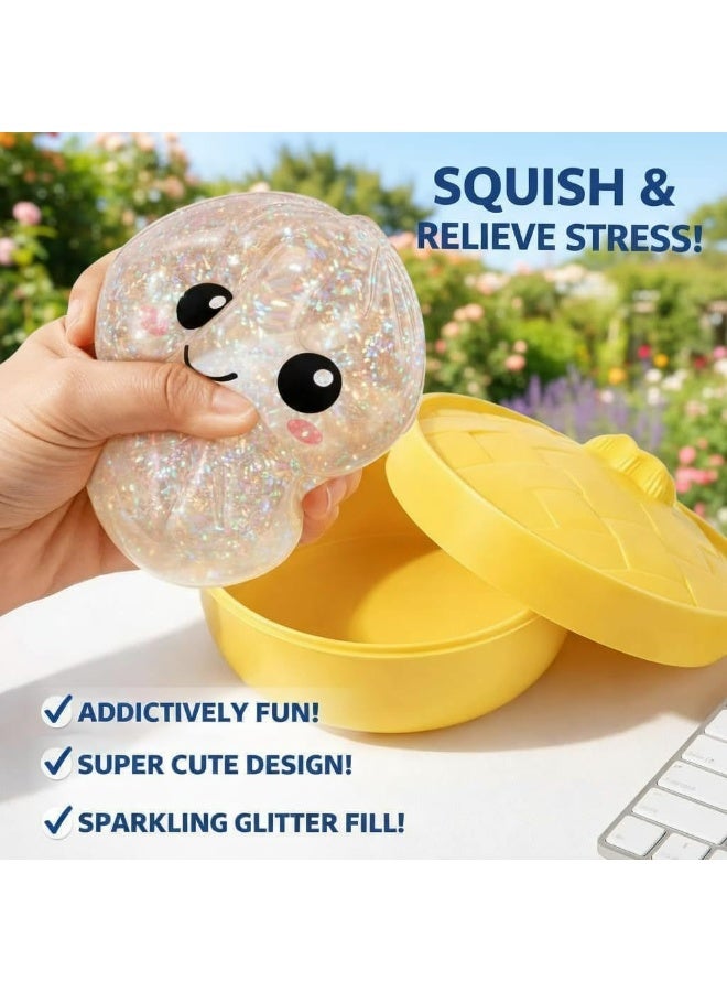 HaDoii Giant Glitter Dumpling Box, Mega Rainbow Dumpling Squishy, Stress Relief Squeeze for Adults, Anxiety Relief Fidget Toy for Office Desk, Relaxing Sensory Toy for Focus and Calm - Image 3