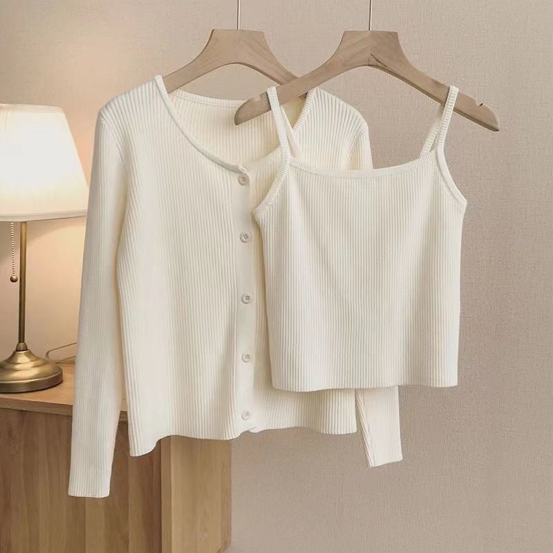 Early Autumn Explosions Fashion Stylish Age-Reducing Temperament Casual Slimming Belly-Covering Vest Cardigan Jacket Two-Piece Set - Image 1