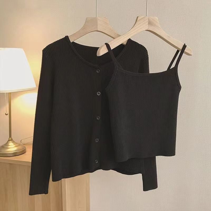 Early Autumn Explosions Fashion Stylish Age-Reducing Temperament Casual Slimming Belly-Covering Vest Cardigan Jacket Two-Piece Set - Image 2