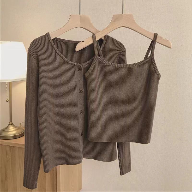 Early Autumn Explosions Fashion Stylish Age-Reducing Temperament Casual Slimming Belly-Covering Vest Cardigan Jacket Two-Piece Set - Image 5