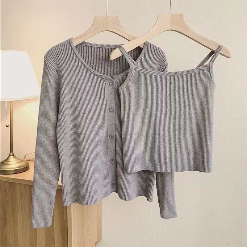 Early Autumn Explosions Fashion Stylish Age-Reducing Temperament Casual Slimming Belly-Covering Vest Cardigan Jacket Two-Piece Set - Image 3