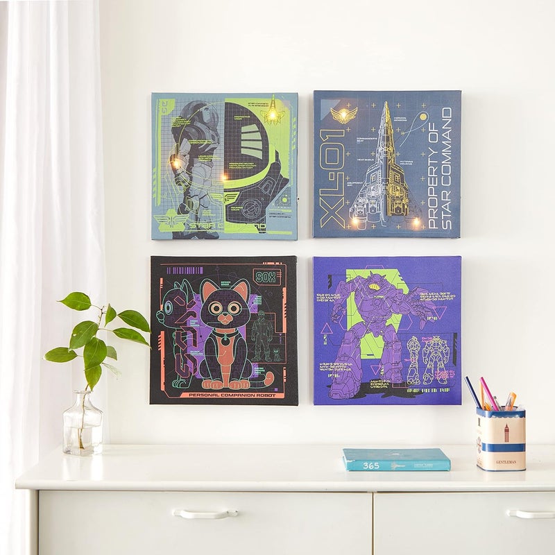 Idea Nuova Pixar Lightyear 4 Pack Square Canvas Wall Art Set, 11"x11" each - Image 1