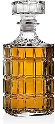 EZALLA Ezalla Crystal Clear Square Shape Decanter with Small Square Cap for Wine and Whiskey Drinking Champagne Drinking Glass Bottle Decanter w/Cap Stopper (1000 ML) Pack of 1 (sex decenter)  - Image 1