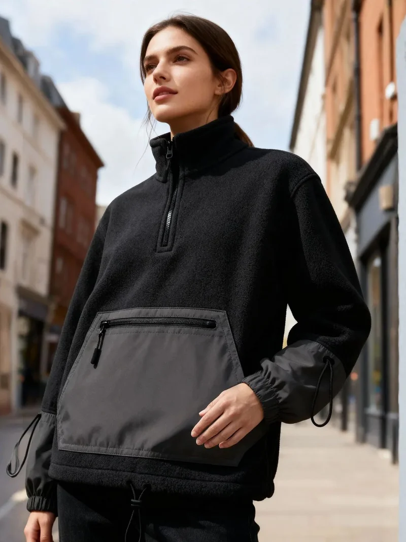 تومي لايف TOMMY Oversized Plush Half-Zip Sweatshirt