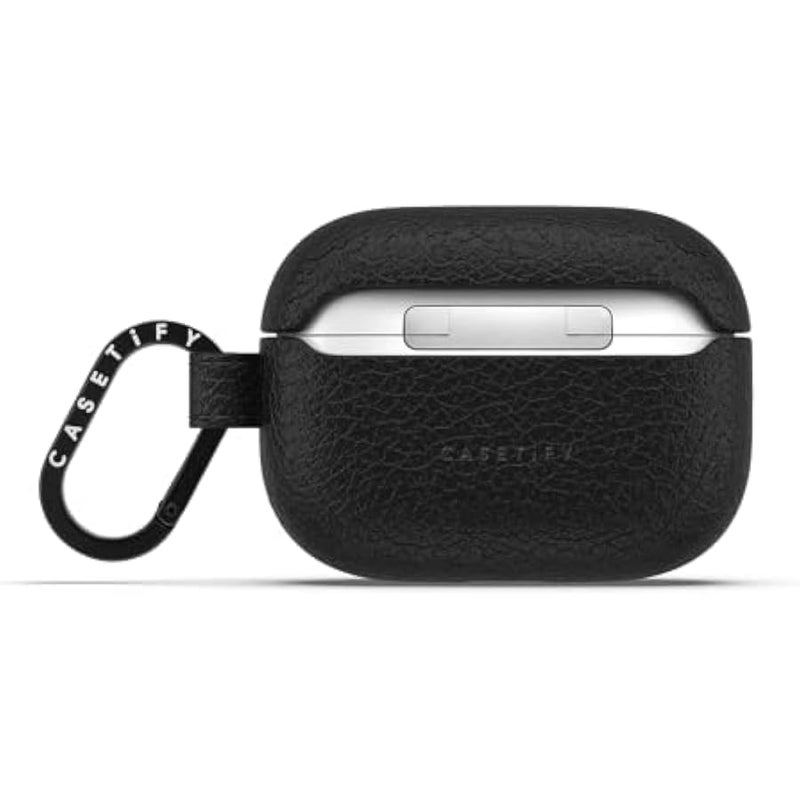Casetify Airpods Pro (2nd Gen) Leather Case with Ring - Jet Black - Image 2