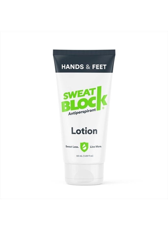 Sweatblock - CLINICAL STRENGTH Antiperspirant Lotion for Hands & Feet - Men & Women - Hyperhidrosis Aid to Stop Excessive Sweating - Reduces Foot Odor - Moisturizing with Aloe - Travel Size 1.69 fl oz - Image 1