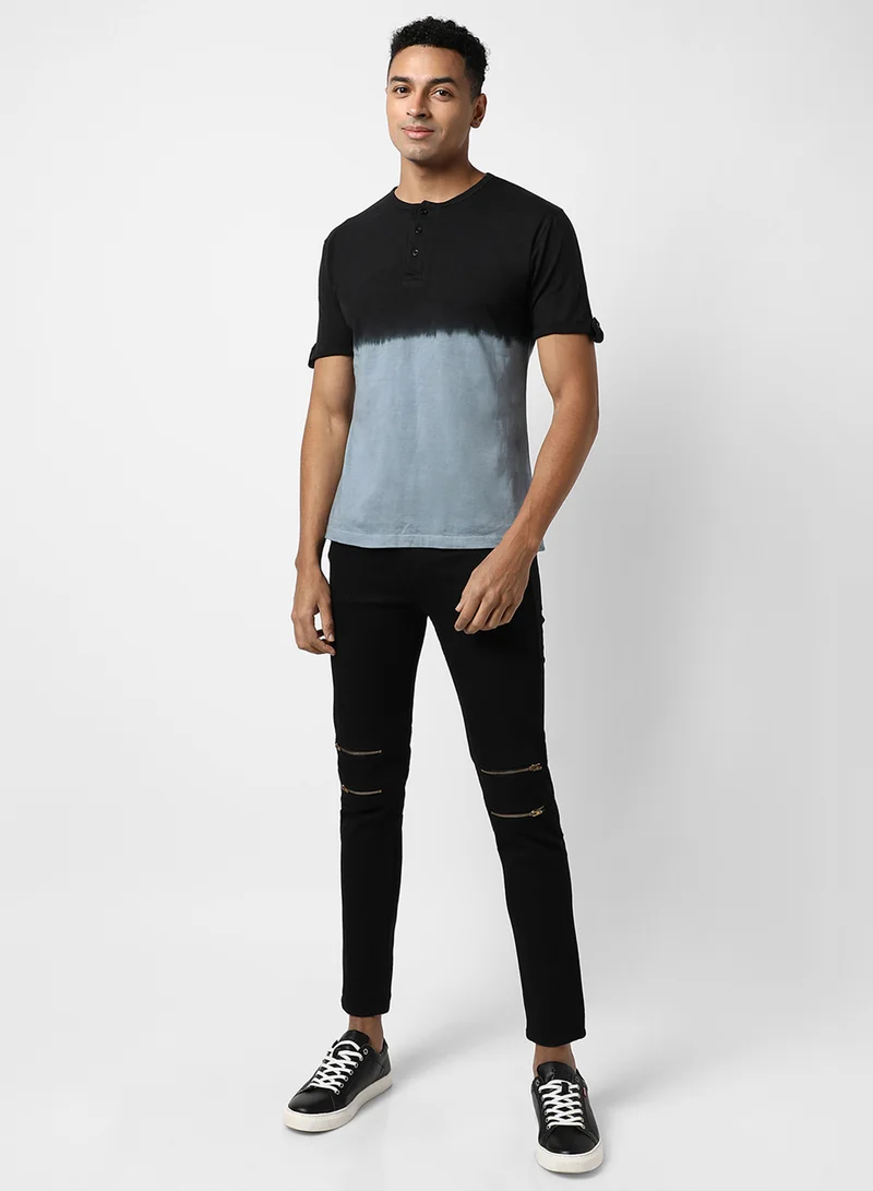 كامبوس سوترا Men's Multicolour Colourblocked Regular Fit Casual T-Shirt