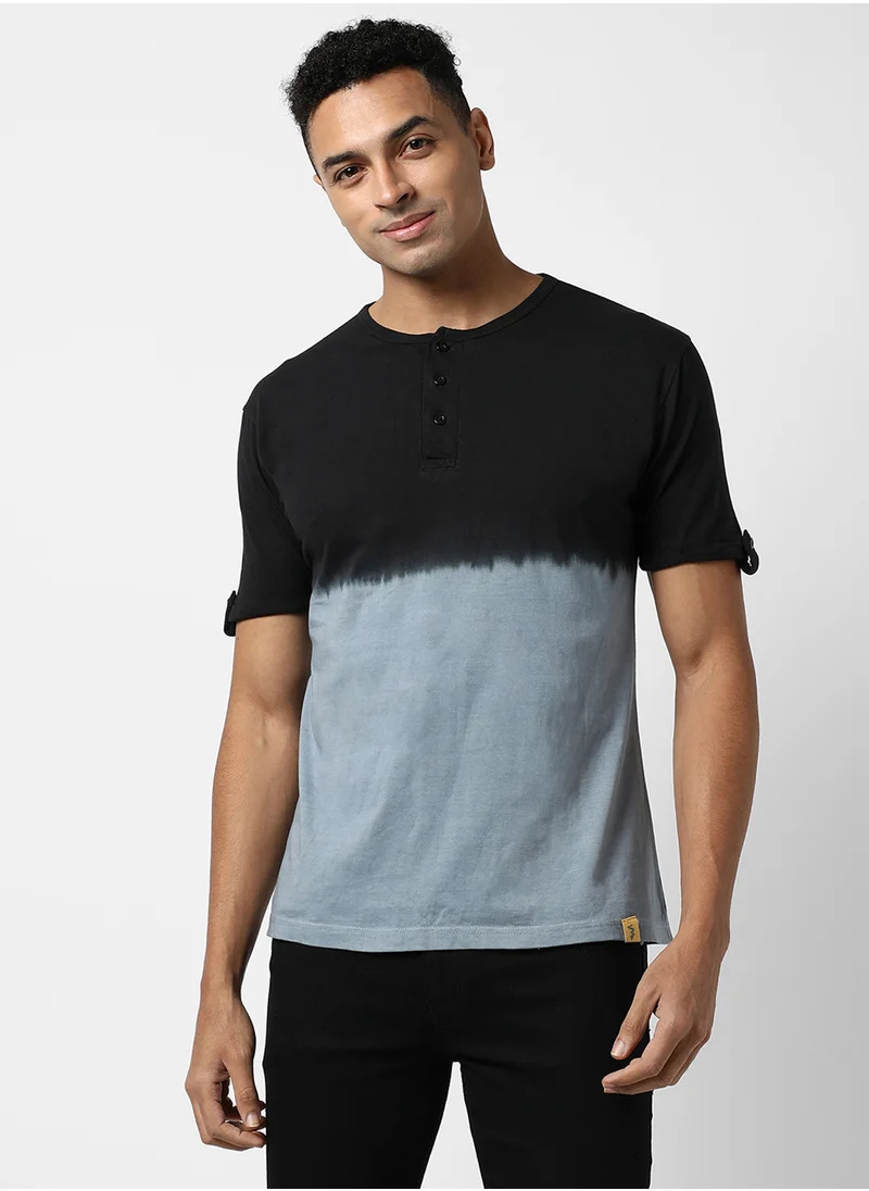 كامبوس سوترا Men's Multicolour Colourblocked Regular Fit Casual T-Shirt