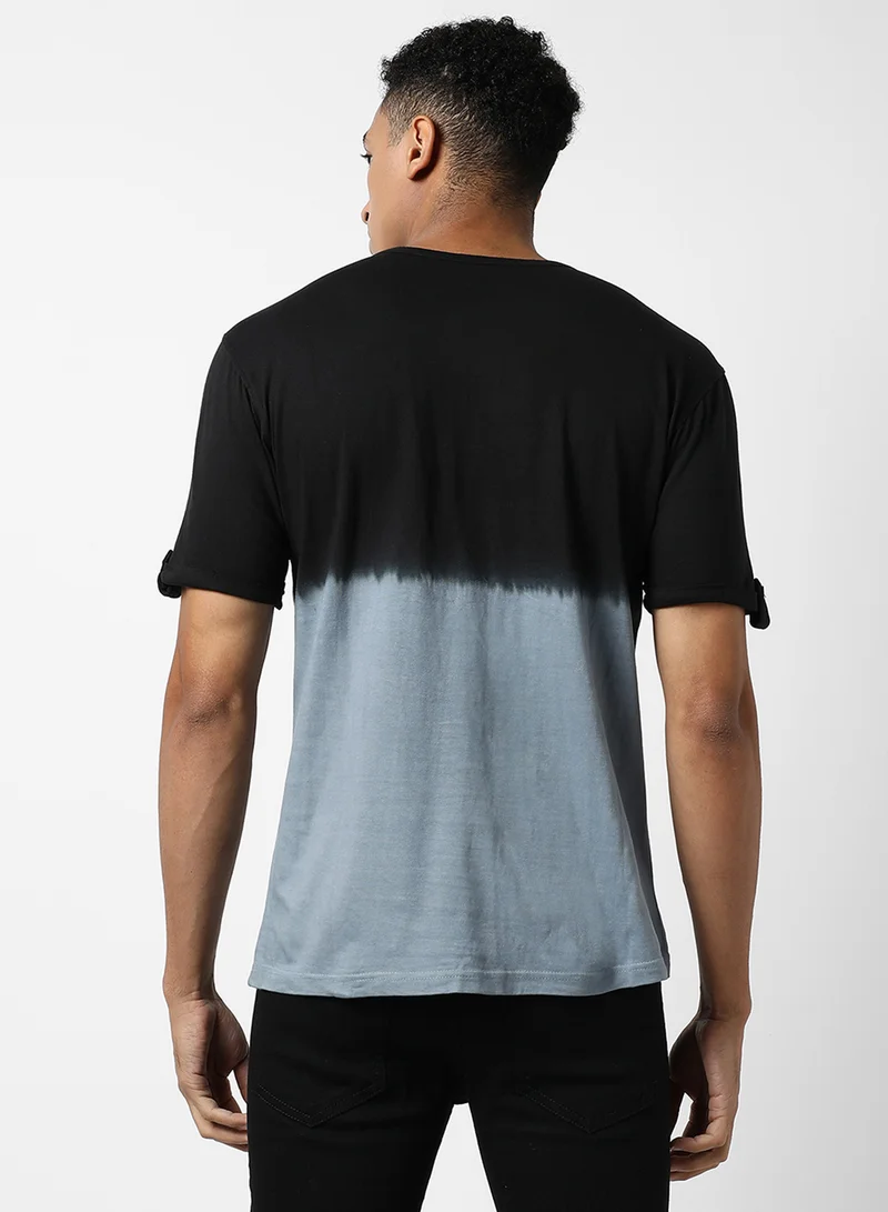 كامبوس سوترا Men's Multicolour Colourblocked Regular Fit Casual T-Shirt