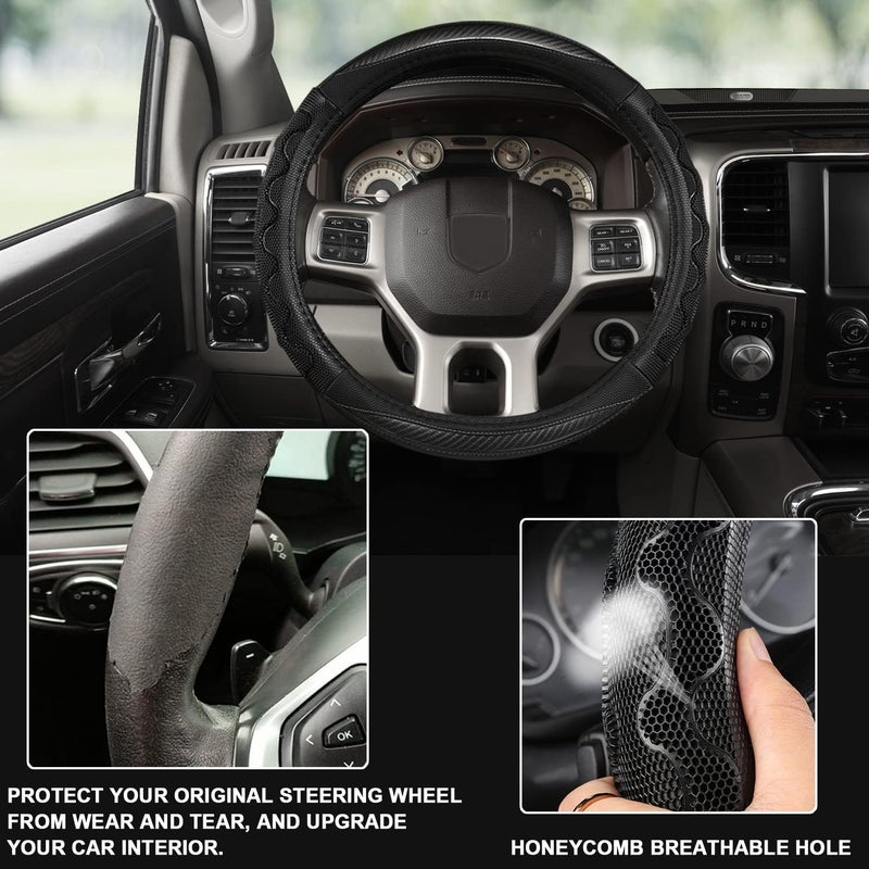 GIANT PANDA Dodge Ram 1500 Steering Wheel Cover - Car Steering Wheel Covers for Dodge Ram 2500 3500 15.5-16 inch - Grey - Image 4