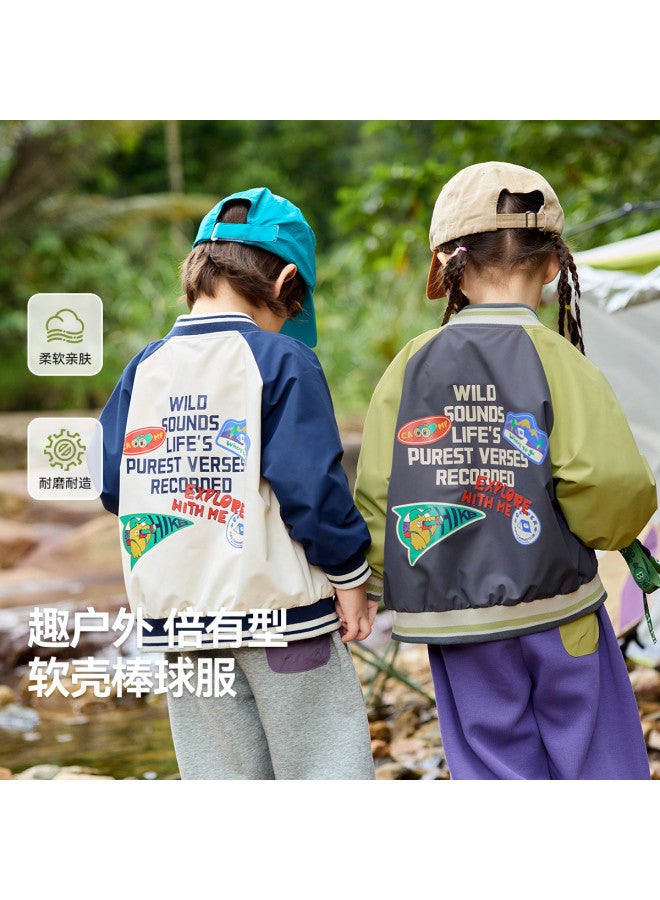 Doodle Home kids Baseball Jacket | Autumn Boys' Coat | Girls' Windproof Jacket | Baby Softshell Jacket | Trendy Outerwear - Image 2