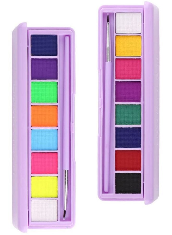 Mysense - 16 Colors Water Activated Eyeliner Paletteface Paint Fluorescent Bright Rainbow Colorful Body Paint Makeupmatte And Uv Glow Graphic Eyelinerwith Eyeliner Brush - Image 1