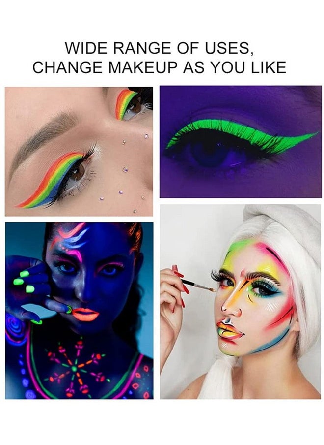 Mysense - 16 Colors Water Activated Eyeliner Paletteface Paint Fluorescent Bright Rainbow Colorful Body Paint Makeupmatte And Uv Glow Graphic Eyelinerwith Eyeliner Brush - Image 1
