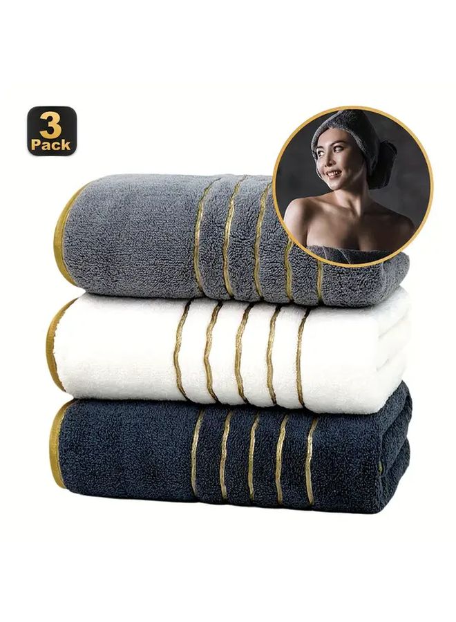 Mixed Color 3pc Ultra Soft Quick Dry Coral Towel Set Large Absorbent Bath Sheets - Image 2