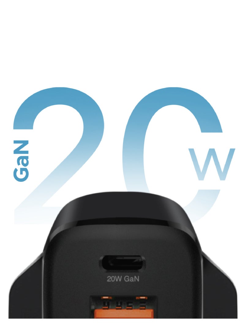 Lycka Boost +20 GaN Charger – Dual Port Fast Charger with 20W PD & QC3.0, Compact & Travel-Ready Design - Image 2