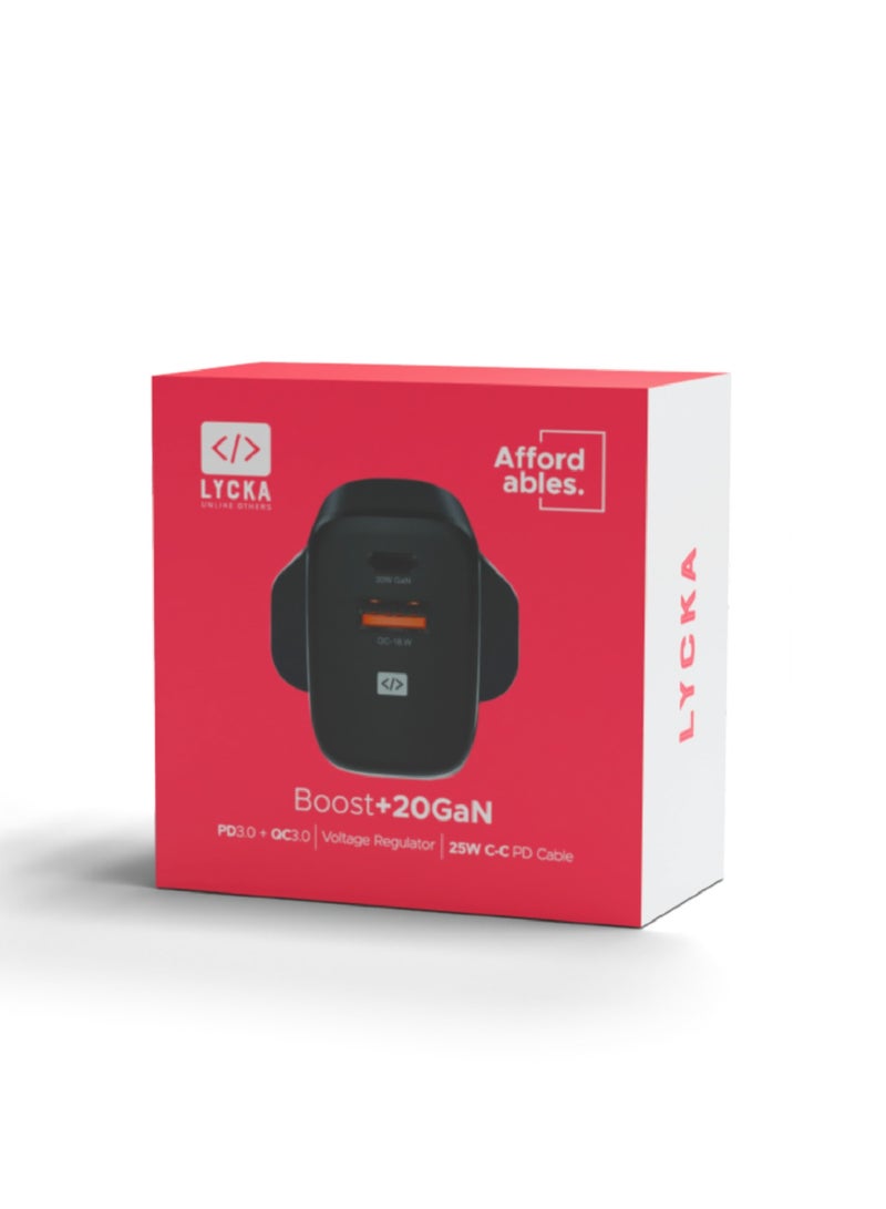 Lycka Boost +20 GaN Charger – Dual Port Fast Charger with 20W PD & QC3.0, Compact & Travel-Ready Design - Image 5