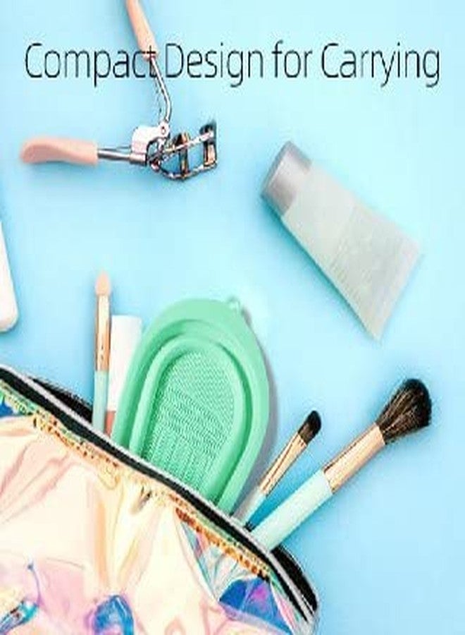 Sunshine Enterprise Makeup Brush Cleaning Mat, Soft and Durable Silicone Cosmetic Cleaner Pad, Foldable Makeup Brush Cleaning Bowl, Portable Washing Tool Scrubber with 4 Textures - Image 5