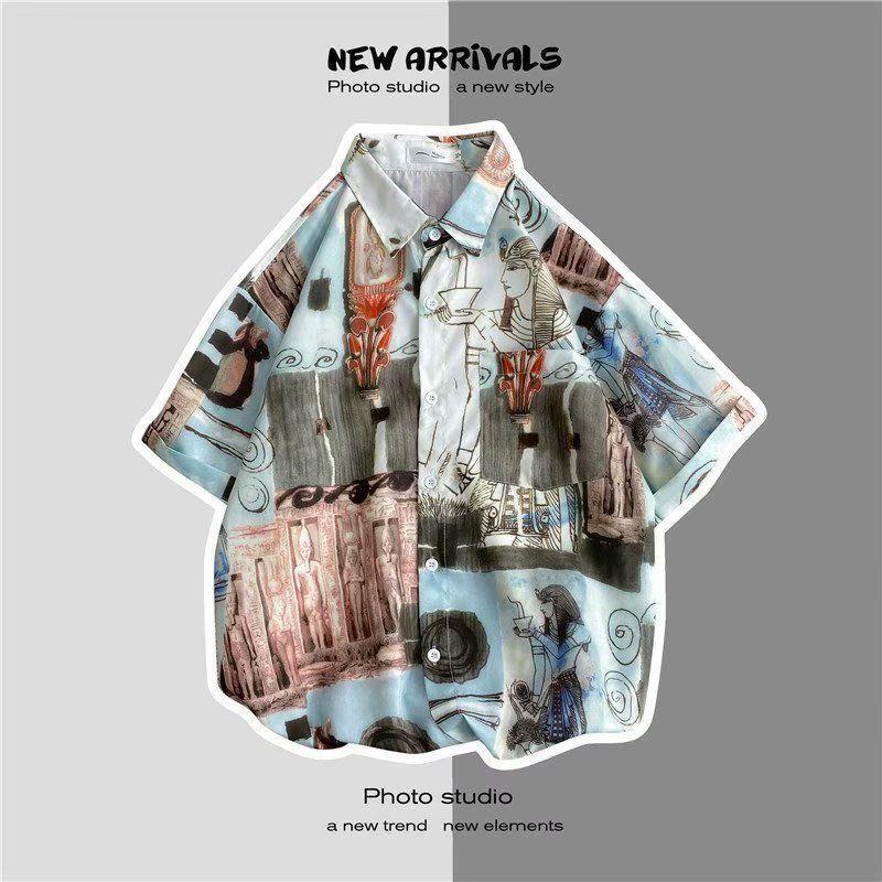 Vintage Floral Shirt Hong Kong Style Short-Sleeved Hainan Island Shirt Hawaiian Summer Beach Shirt Trendy Brand For Men And Women - Image 1