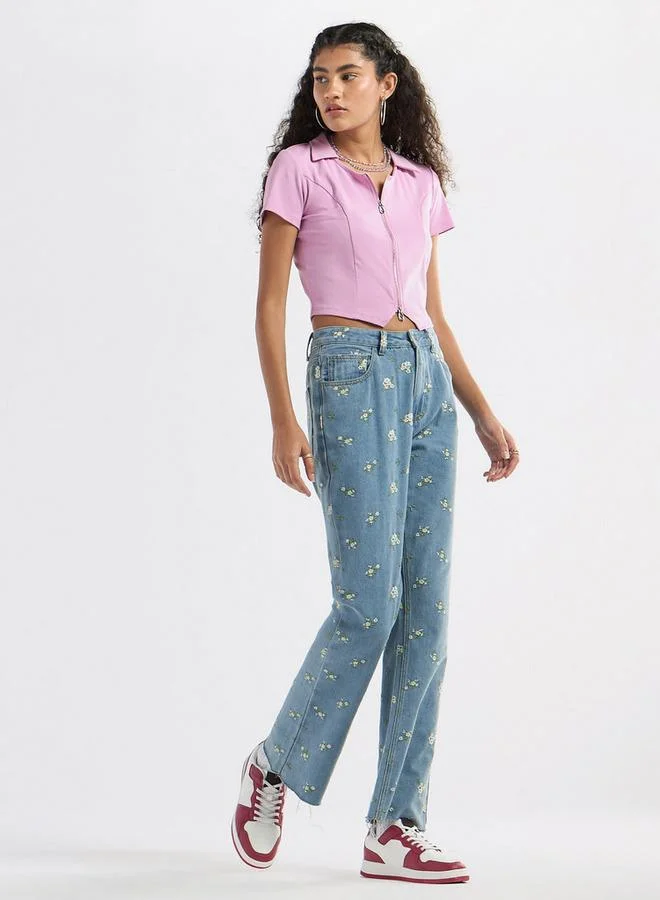 Splash FAV Panelled Top with Collar and Zip Closure