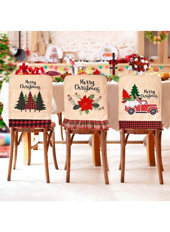 كفر كرسي كاروهات غطاء كرسي زينة عيد الميلاد، قبعة سانتا كلوز،  طاولة عشاء عيد الميلاد عدد 4 - Image 2