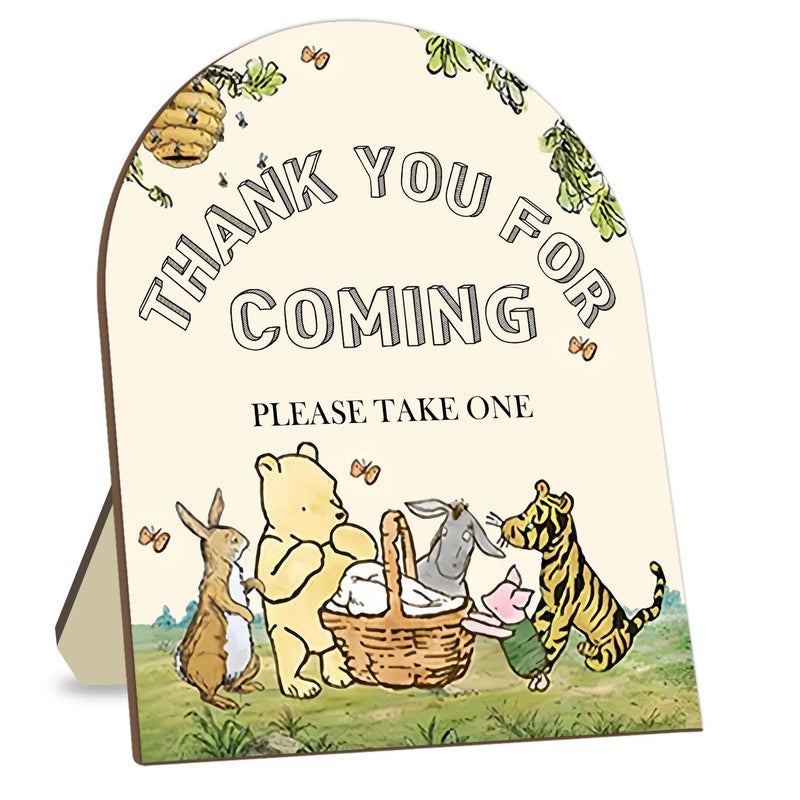 Hatzelou Winnie Thank You Sign for Women Men, Wedding Shower Bridal Shower Favors Sign, Winnie Decor Bridal Shower Gifts for Guests, Thank You for Coming Please Take One Sign 9 * 11IN - Image 1