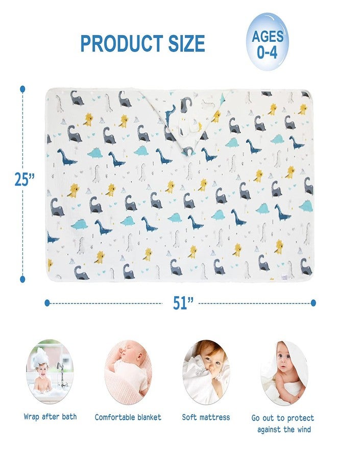 REMASS Muslin Hooded Towel Made from Organic Cotton 6-Layer Cotton Bath Towel, Soft Bath Towels 25x51inches for Toddler Baby and 0-4 Years Old Kids Dinosaur - Image 2