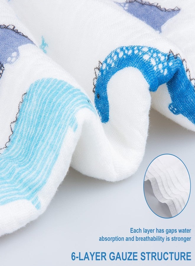 REMASS Muslin Hooded Towel Made from Organic Cotton 6-Layer Cotton Bath Towel, Soft Bath Towels 25x51inches for Toddler Baby and 0-4 Years Old Kids Dinosaur - Image 5