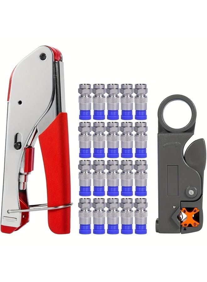 Coax Cable Crimper Pliers Set For RG6 RG59 RG11 Connectors Satellite TV Network - Image 1