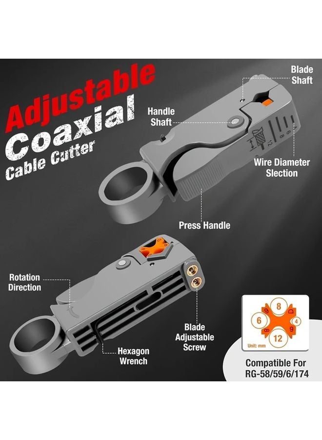 Coax Cable Crimper Pliers Set For RG6 RG59 RG11 Connectors Satellite TV Network - Image 3