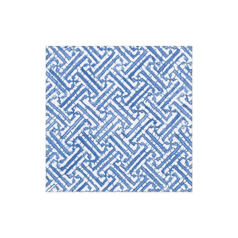 Caspari Fretwork Paper Cocktail Napkins in Blue - 20 Per Package - Image 2