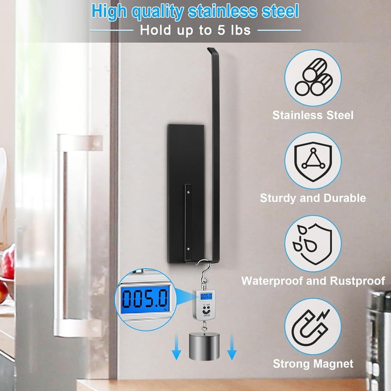 Seropy Black Paper Towel Holder, Magnetic Paper Towel Holder for Fridge, Toilet Paper Roll Holder Magnet Towel Rack Wall Mount Fridge Organizer for Paper Towels Rolls Bathroom Pantry RV Kitchen Storage - Image 3