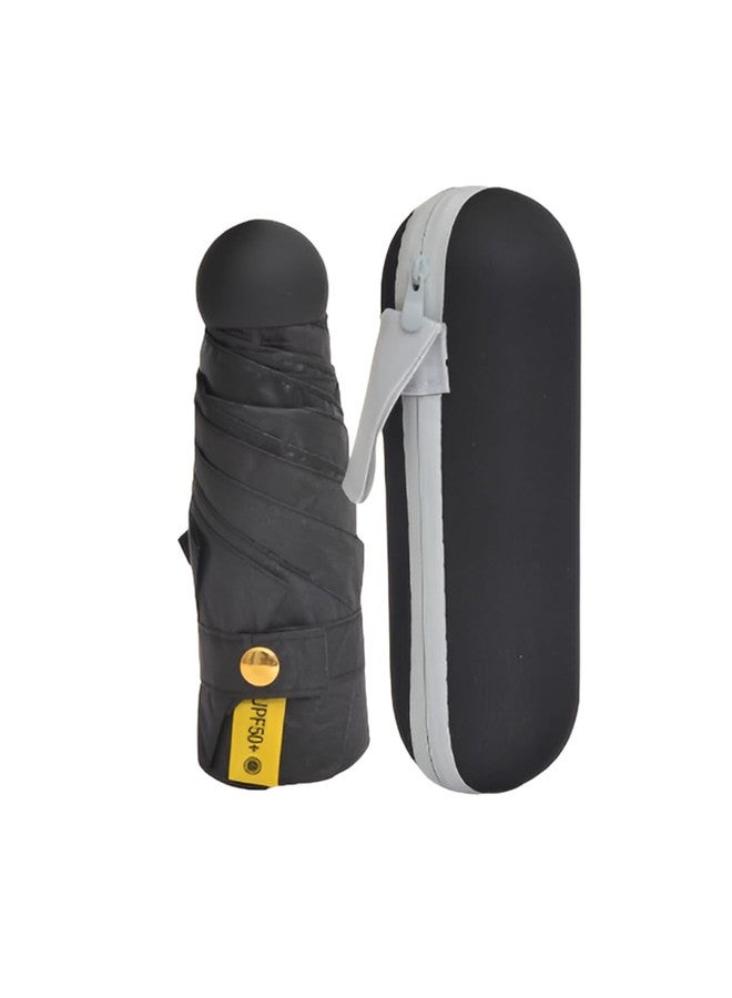 FABINALIV Black Solid Waterproof 3 Fold Compact Umbrella with Case (FLUB-1016-Black) - Image 1