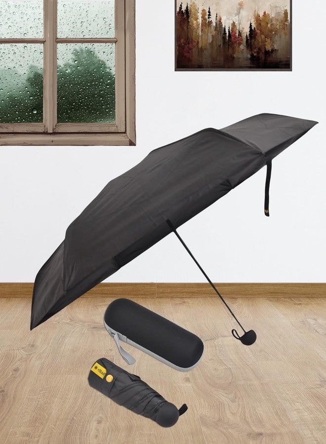 FABINALIV Black Solid Waterproof 3 Fold Compact Umbrella with Case (FLUB-1016-Black) - Image 4