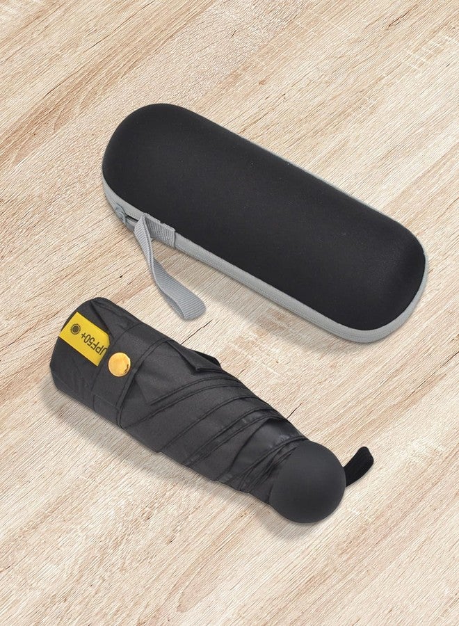 FABINALIV Black Solid Waterproof 3 Fold Compact Umbrella with Case (FLUB-1016-Black) - Image 3