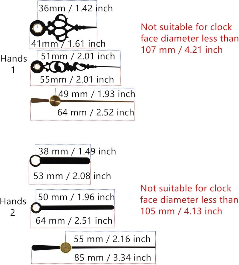 TIKROUND 12888 Sweep Silent Clock Movement Mechanism with 2 Sets Small Hands 13.5mm (17/32 inch) Shaft Length 5.5mm (7/32 inch) Thread Length. - Image 3